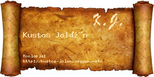 Kustos Jolán névjegykártya